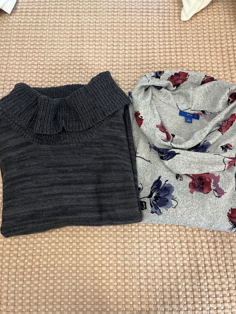 Sonoma Dark Gray cowl neck and floral cowl neck top